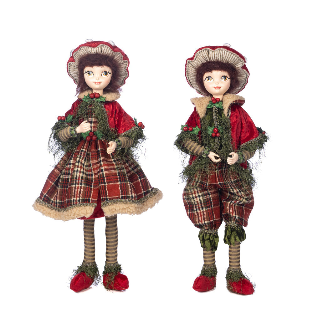 Goodwill M&G Kerstbeeld - Woodland Mushroom Boy & Girl Doll - set van 2 - 47cm