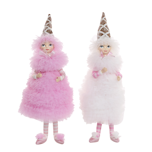 Goodwill M&G Kerstbeeld - Cotton Candy Carnival Ice Cream Girl Doll - set van 2 - roze - 58cm