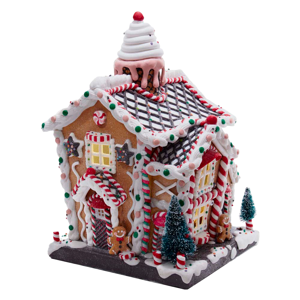 Kurt S. Adler Kerstdecoratie - Gingerbread Huis van Klei incl. LED Verlichting - multi - 36cm