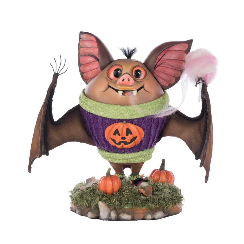 Katherine's Collection Halloween Beeld - Ghoulish Gatherings - 'Fangs the Bat in Sweater' - 25cm