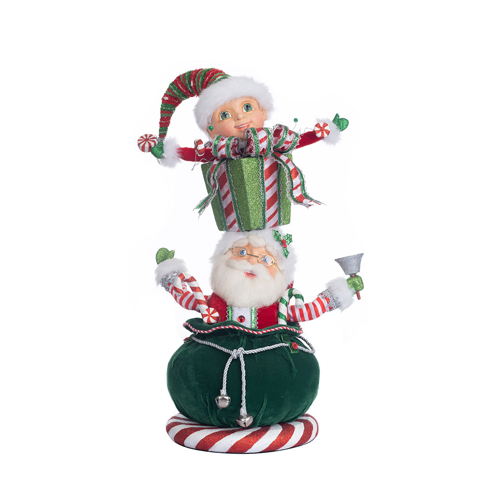 Katherine's Collection Kerst - Peppermint Palace - Santa Stack w/ Elf - 48cm