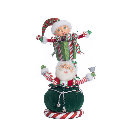 Katherine's Collection Christmas - Peppermint Palace - Santa Stack w/ Elf - 48cm