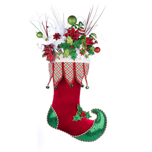 Katherine's Collection Christmas - Village of Holly Woods - Stocking With Floral Wall Piece - 86cm