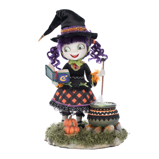 Katherine's Collection Halloween Tabletop Figurine - Ghoulish Gatherings - 'Poppy Broomson Witch' - 29cm