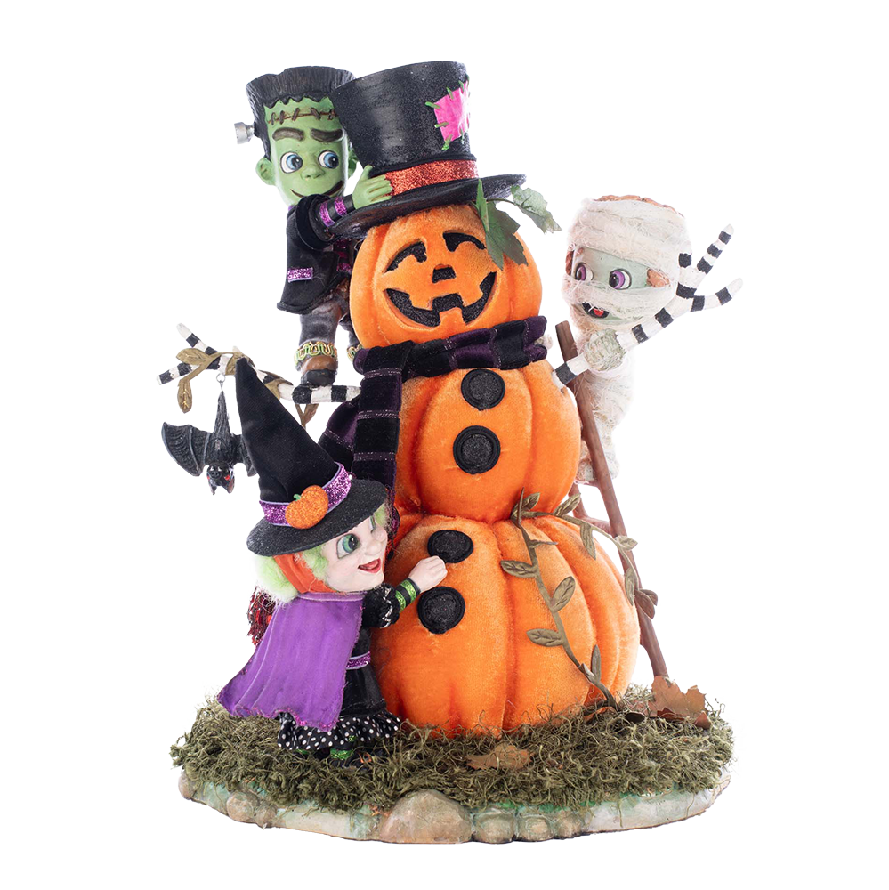 Katherine's Collection Halloween Beeld - Ghoulish Gathering - 'Ghouls Building Pumpkin Man' - 34cm