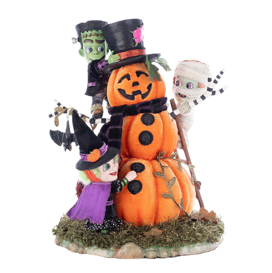 Katherine's Collection Halloween Beeld - Ghoulish Gathering - 'Ghouls Building Pumpkin Man' - 34cm
