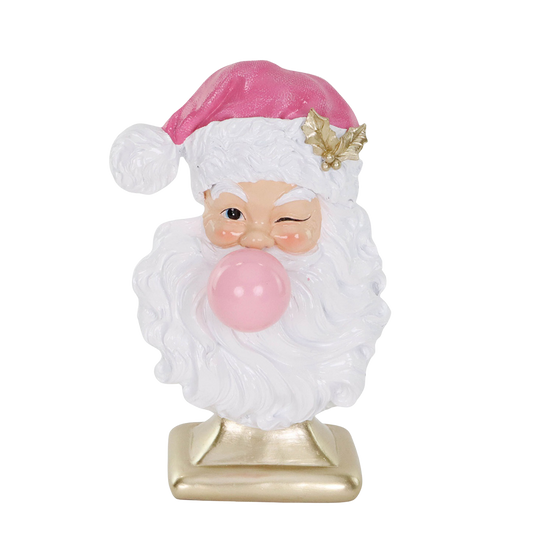 Goodwill M&G Kerstbeeld - Kerstman met Kauwgombel - roze - 31cm