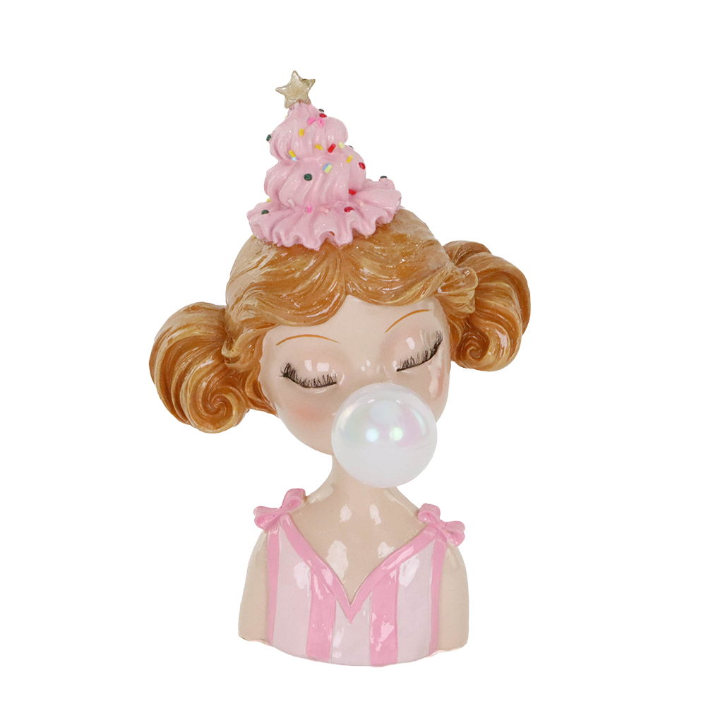 Goodwill M&G Christmas Tabletop Figure - Bubblegum Girl - Pink - 23 cm