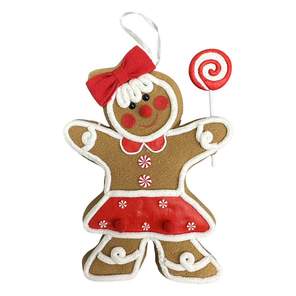 Viv! Christmas Ornament - Gingerbread Girl - Brown Red - 30 cm