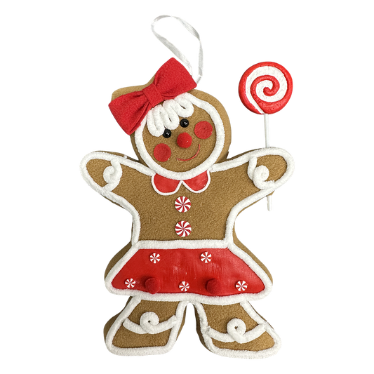 Viv! Christmas Weihnachtsanhänger - Lebkuchenmädchen - Braun Rot - 30 cm