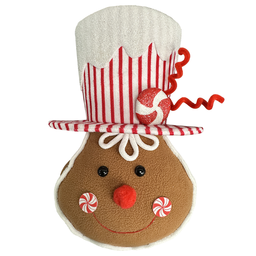 Viv! Christmas Tree Centrepiece - Gingerbread Man Head - Red White Brown - 30 cm