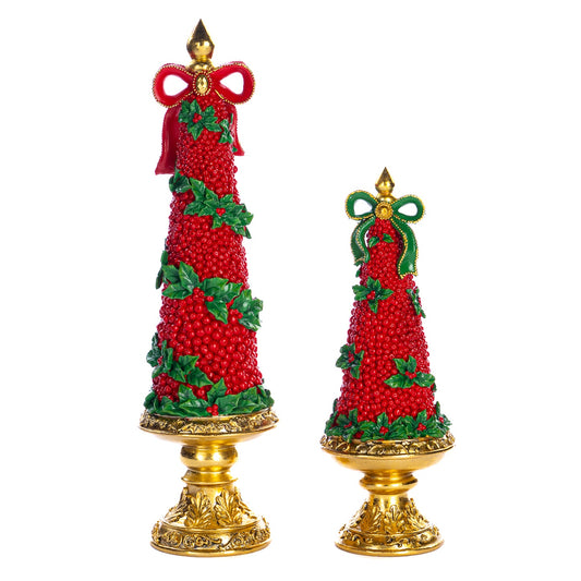 Goodwill M&G Christmas Tabletop Figure - Holly Berry Trees - Set of 2 - Red Green - 48 & 30 cm