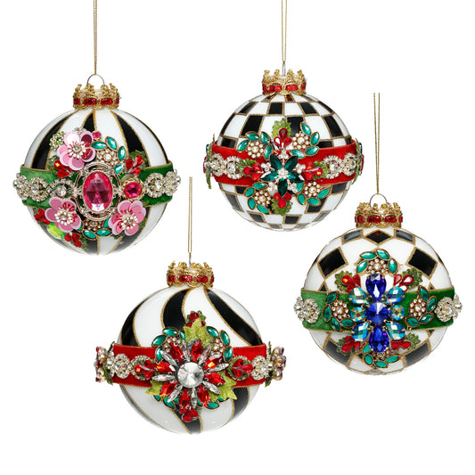 Mark Roberts Kerstbal - Timeless Jeweled Ball Orn Box/4 - 10cm