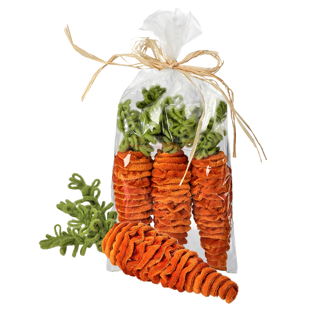 Viv! Christmas Easter Decoration - Velvet Carrots - Set of 3 - 20 cm