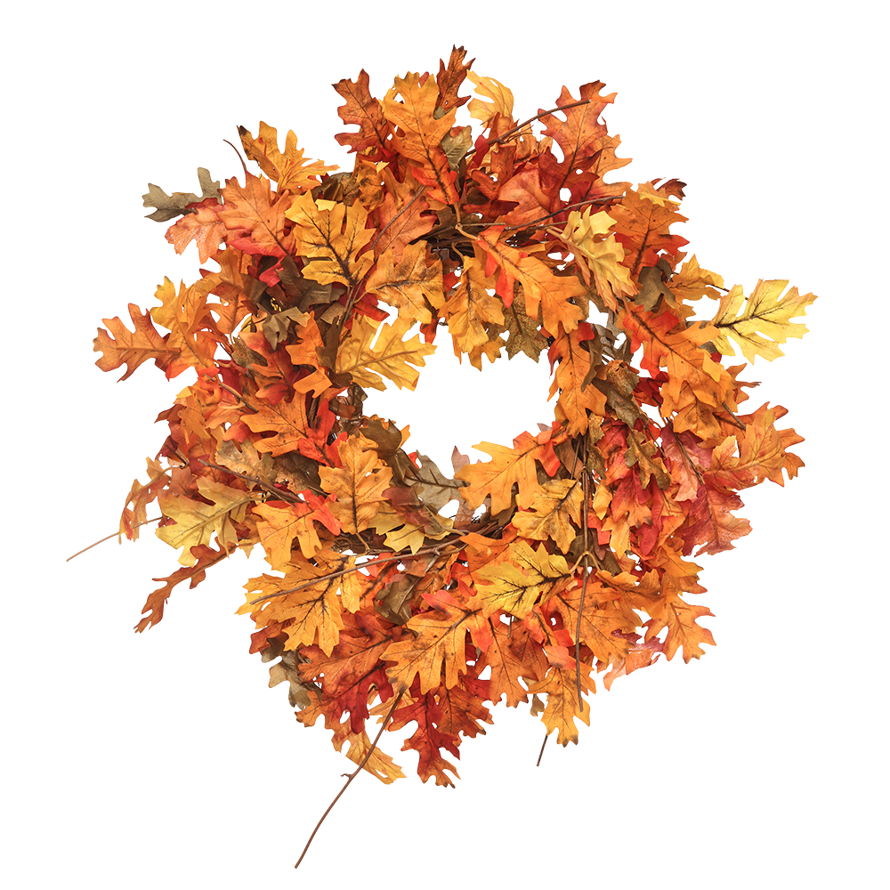 Viv! Christmas Wreath - Autumn Wreath with Oak Leaves - Orange - 61 cm