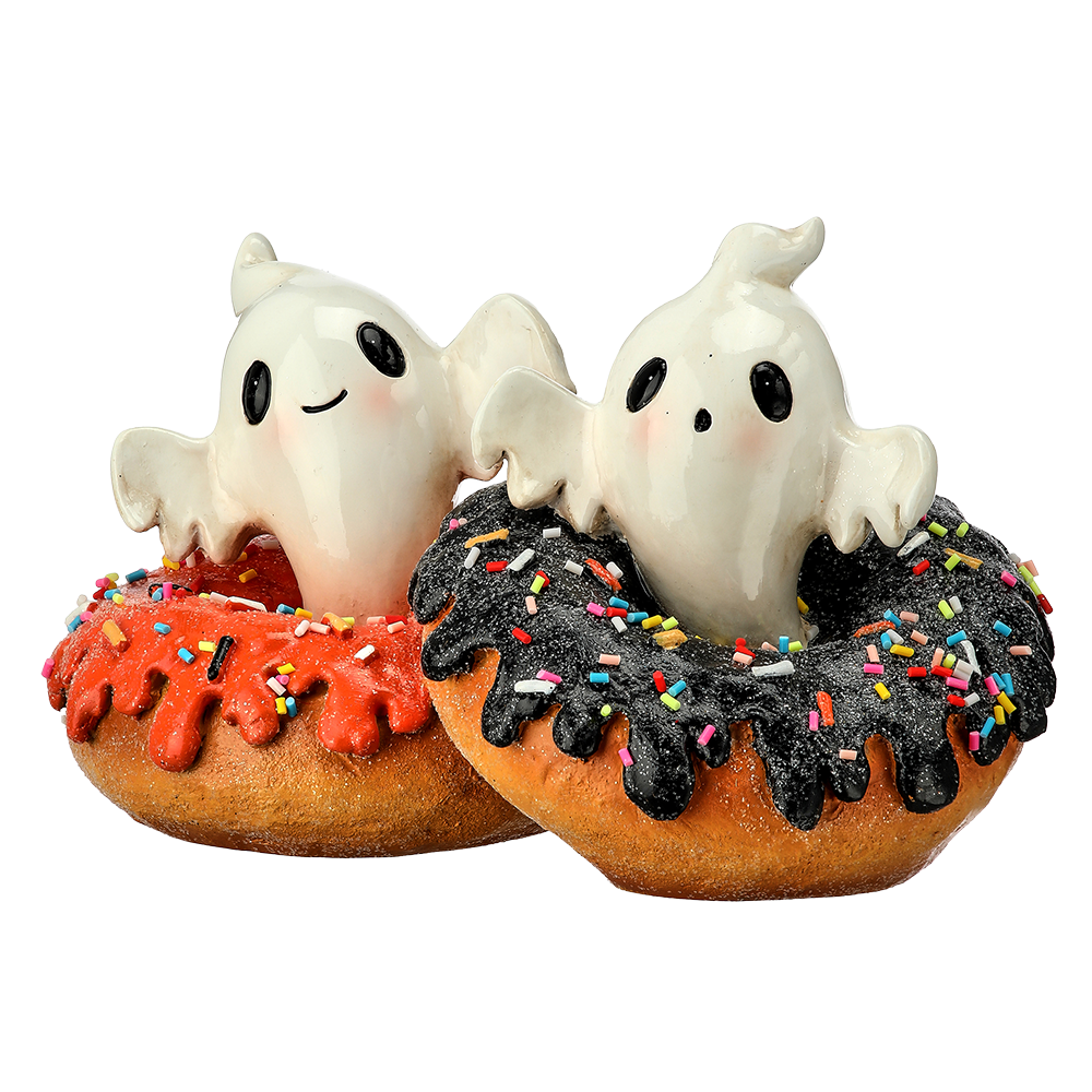 Viv! Christmas Halloween Tabletop Figurine - Ghosts with Donuts - 18 cm
