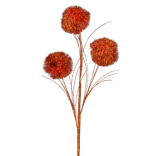 Viv! Christmas Halloween Decoratie - Glitter Pompom Decoratietak - oranje - 89 cm