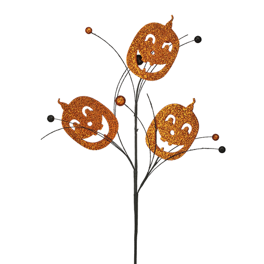 Viv! Christmas Halloween Decor - Glitter Jack-o'-Lantern Pumpkin Decorative Spray - 71 cm