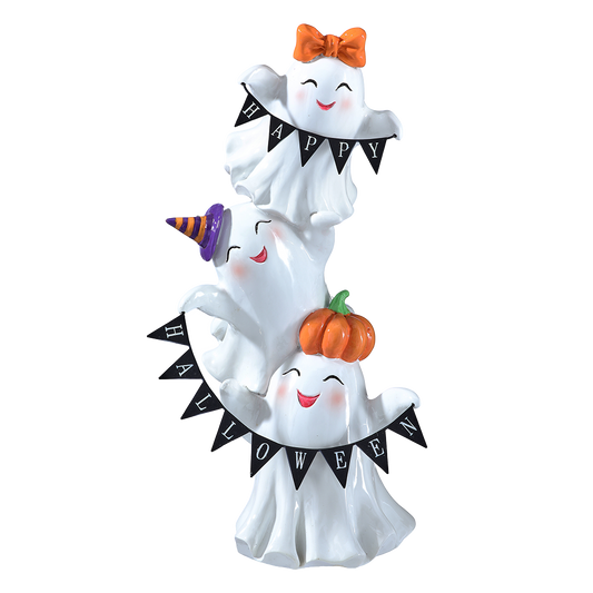 Viv! Christmas Halloween Decoratie Beeld - Spookjes Stapel met Halloween Slinger - 29cm
