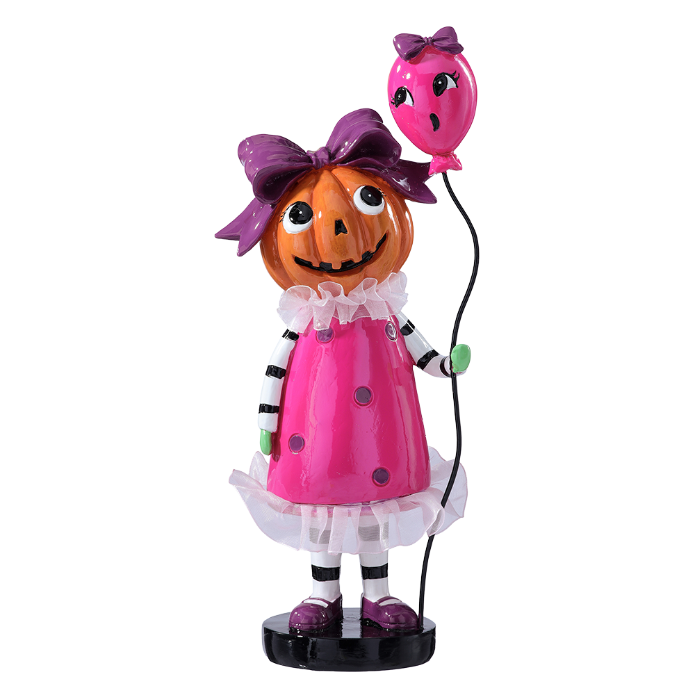 Viv! Christmas Halloween Decor - Pumpkin Girl with Balloon - 29cm