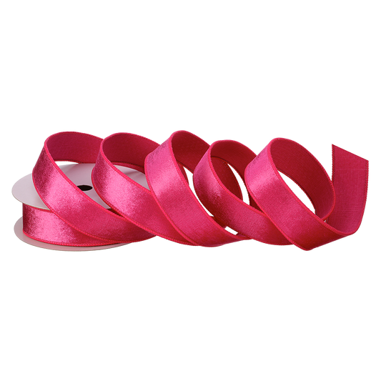 Viv! Christmas Cinta Alambrada de Navidad - Terciopelo con Reverso Dupion - rosa - 3,8cm x 9,1m