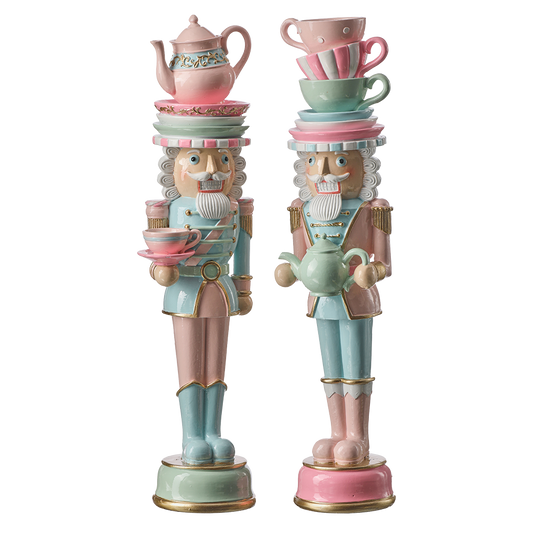 Viv! Christmas Weihnachtsfigur - Teetassen-Nussknacker - 2er-Set - Pastellrosa - 40 cm