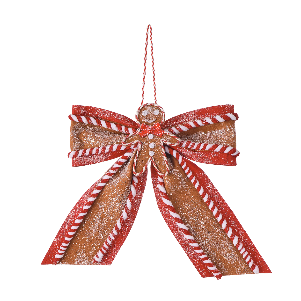 Viv! Christmas Kerstboomversiering - Gingerbread Strik - bruin rood - 38cm