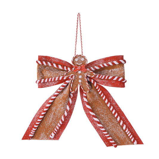 Viv! Christmas Kerstboomversiering - Gingerbread Strik - bruin rood - 38cm
