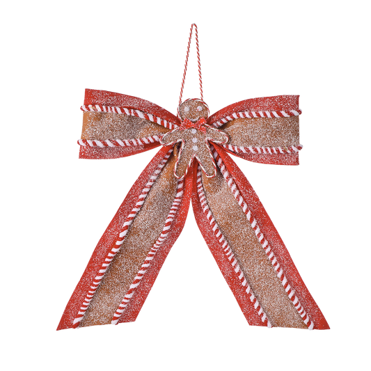 Viv! Christmas Kerstboomversiering - Gingerbread Strik - bruin rood - 60cm