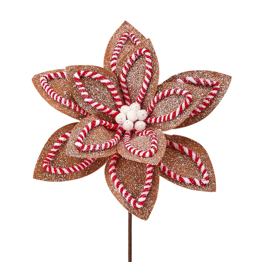 Viv! Christmas Kersttak - Gingerbread Poinsettia 'Kerstster' Bloem - bruin rood - 56cm