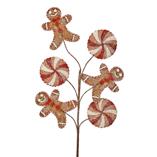 Viv! Christmas Kersttak - Gingerbread Man Koekjes - bruin rood - 71cm