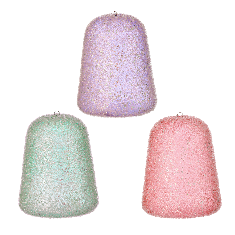 Viv! Christmas Kerstornament - Glitter TumTum Snoep met Kraaltjes - set van 3 - pastel - 20cm