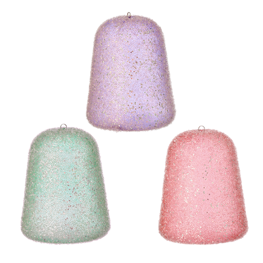 Viv! Christmas Kerstornament - Glitter TumTum Snoep met Kraaltjes - set van 3 - pastel - 20cm