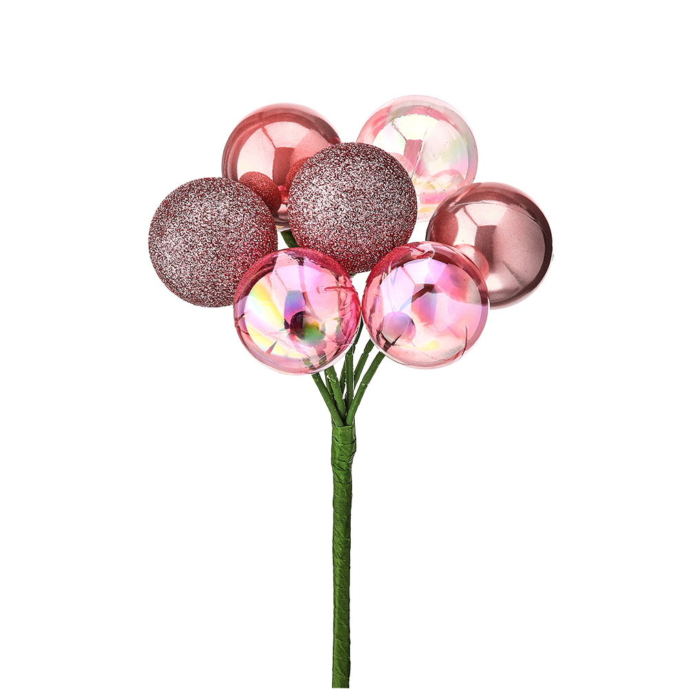 Viv! Christmas Decorative Spray - Iridescent & Glitter Christmas Balls Bundle - Pink - Ø4cm