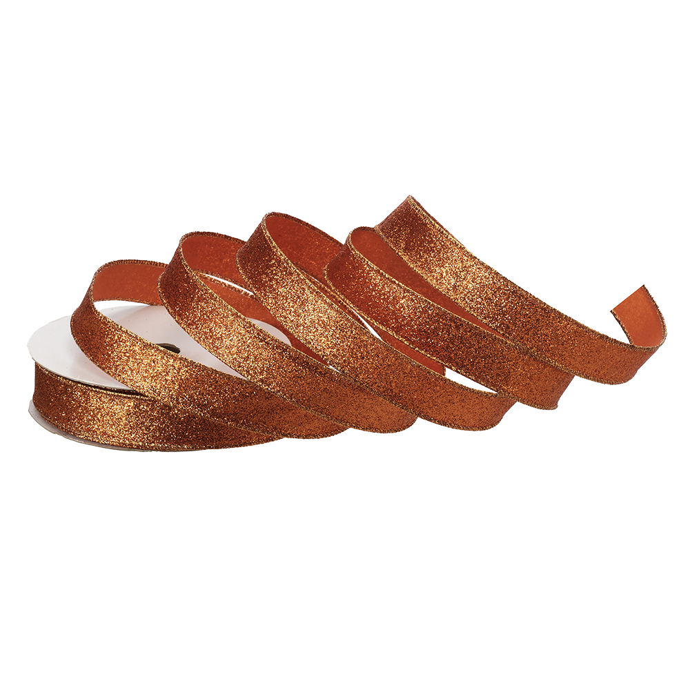 Viv! Christmas Halloween Ribbon with Wire - Glitter/Satin Ribbon - 2.5 cm x 18.3 m