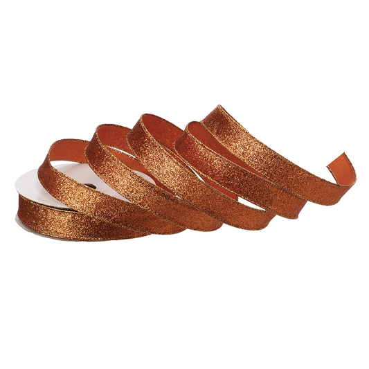 Viv! Christmas Halloween Ribbon with Wire - Glitter/Satin Ribbon - 2.5 cm x 18.3 m