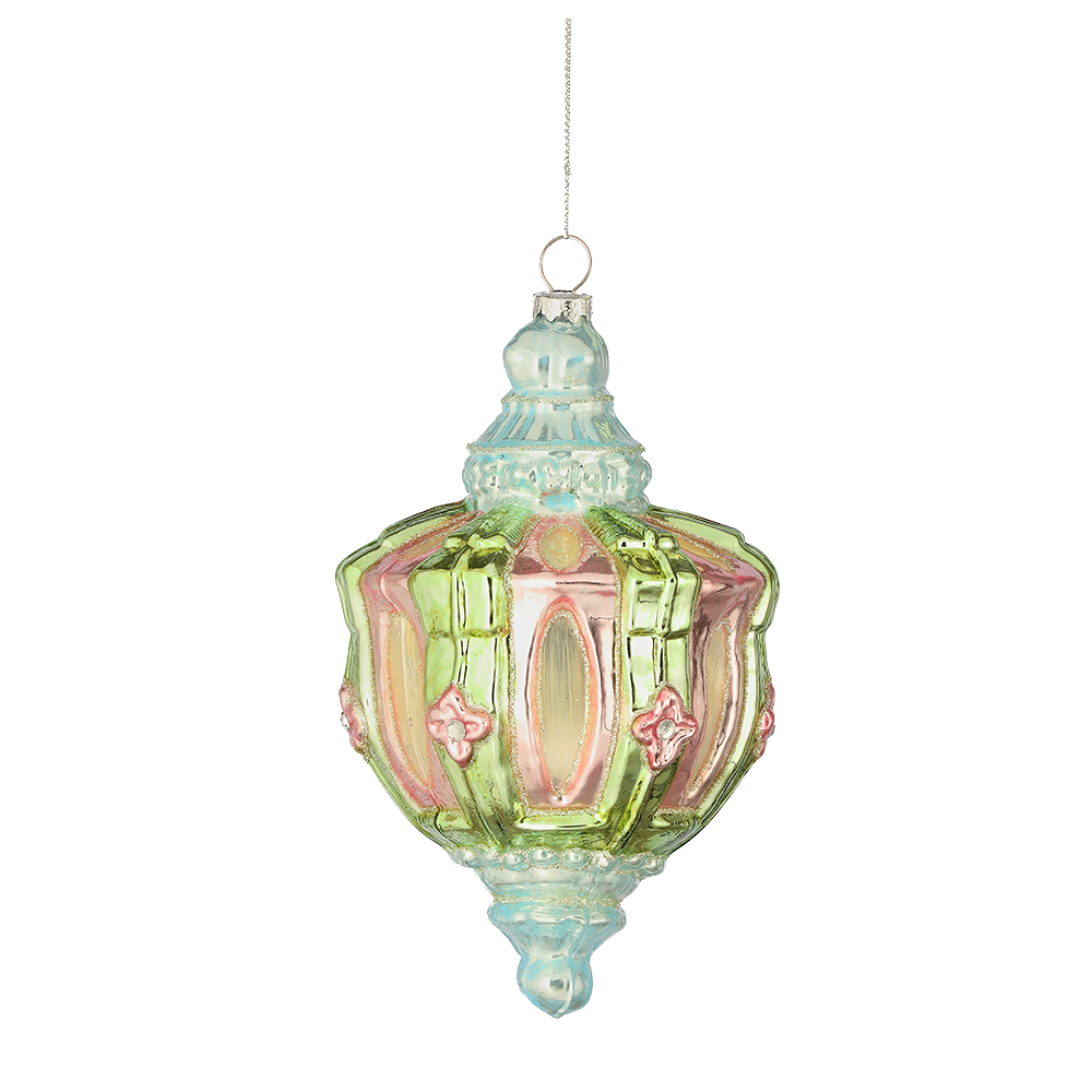 Viv! Christmas Kerstbal - Vintage Parisienne met Rozenmotief - glas - pastel - 16cm