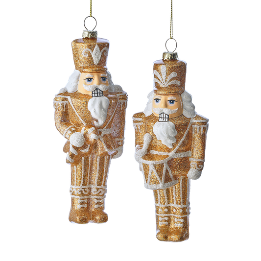 Viv! Christmas Ornament - Gingerbread Nutcracker - set of 2 - glass - brown white - 17cm