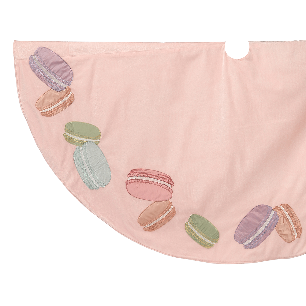 Viv! Christmas Luxury Christmas Tree Skirt - Velvet with Embroidered Macarons - Pastel - Ø162cm