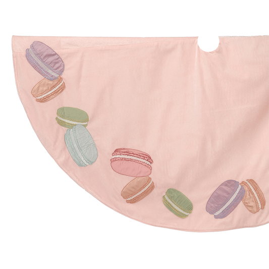 Viv! Christmas Luxury Christmas Tree Skirt - Velvet with Embroidered Macarons - Pastel - Ø162cm