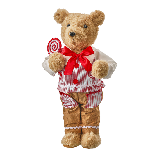 Viv! Christmas Tabletop Figure - Teddy Bear w/ Candy - Red White - 40 cm