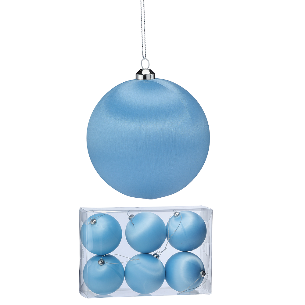 Viv! Christmas Bauble - Satin Thread - Set of 6 - Blue - 10 cm