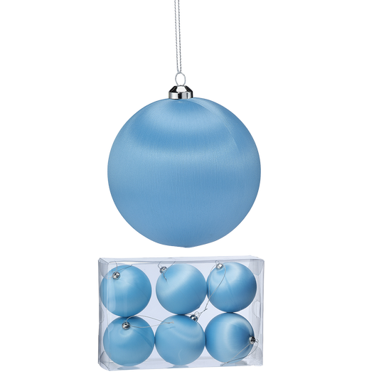 Viv! Christmas Kerstbal - Satijn Draad - set van 6 - blauw - 10cm