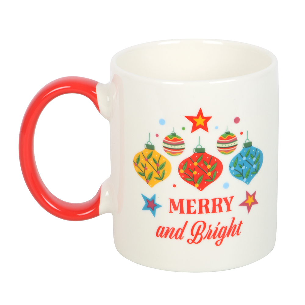 Viv! Christmas Mug - 'Merry and Bright' Christmas Bauble Mug - Ceramic