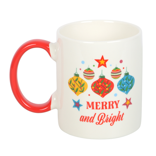 Viv! Christmas Mug - 'Merry and Bright' Christmas Bauble Mug - Ceramic