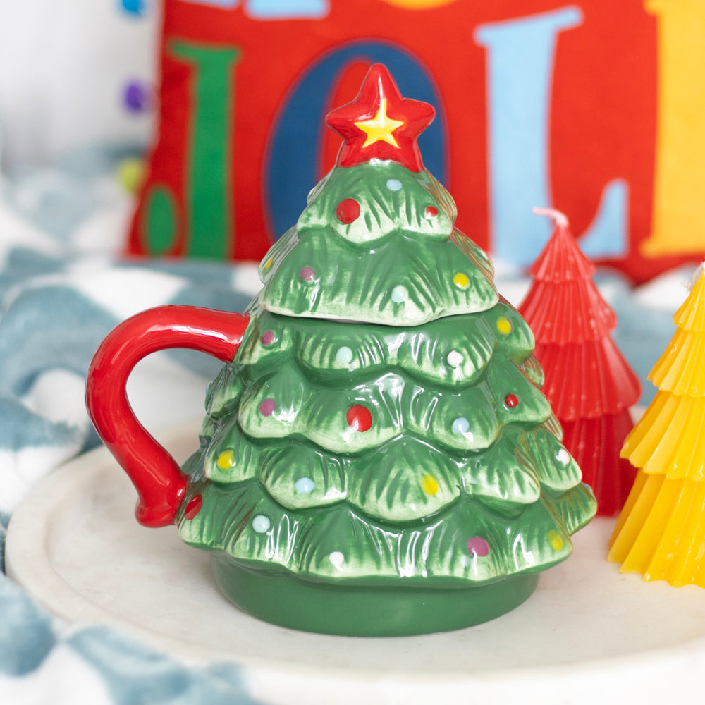 Viv! Christmas Mug with Lid - Nostalgic Christmas Tree Mug - Ceramic