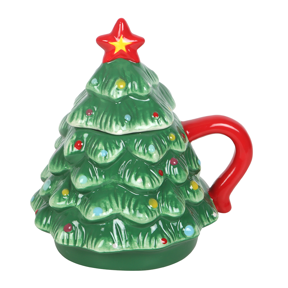 Viv! Christmas Mug with Lid - Nostalgic Christmas Tree Mug - Ceramic