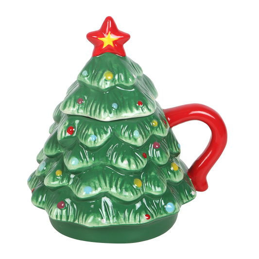 Viv! Christmas Mug with Lid - Nostalgic Christmas Tree Mug - Ceramic