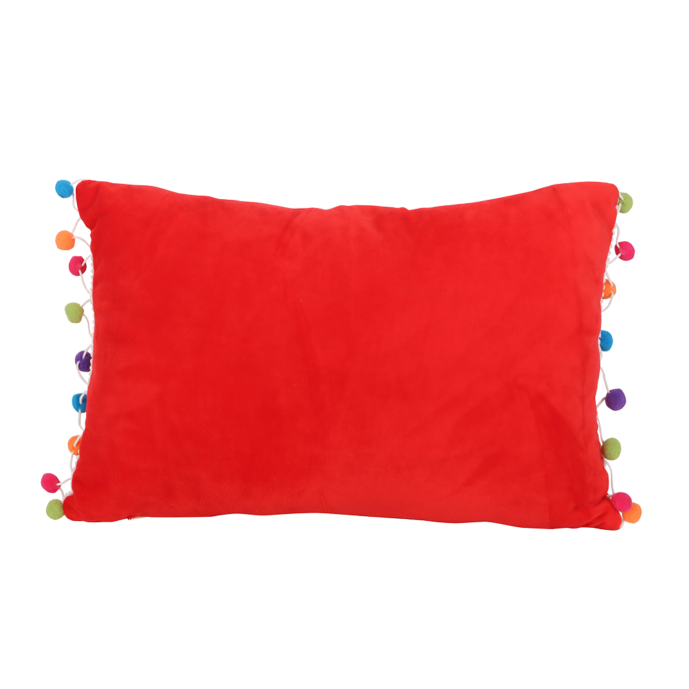 Viv! Christmas Cushion - 'Holly Jolly' with Pom-Poms - 40cm
