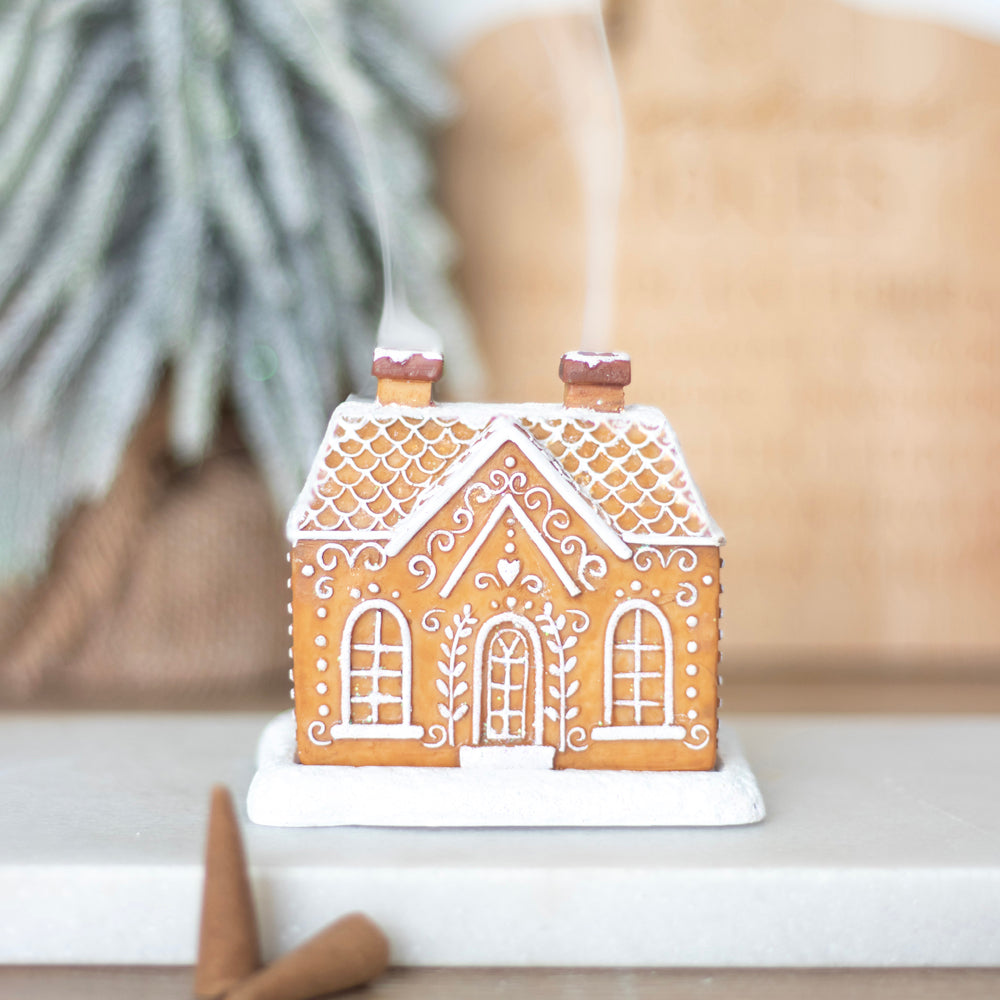 Viv! Christmas Kerst Geurbrander - Wierook Kegel Brander - Bruin Gingerbread Huis